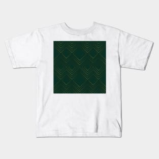 Christmas elegant pattern geometric green gold Kids T-Shirt